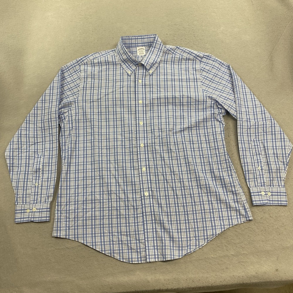 Brooks Brothers Shirt Mens XL Blue Green Button Down Original Polo Plaid